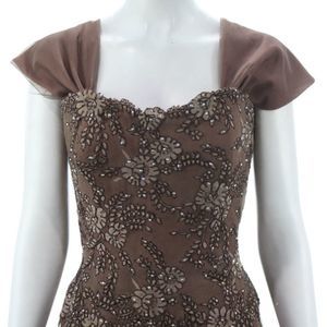 CLIFFORD MICHAEL TAUPE STRAPLESS FULL LENGTH GOWN